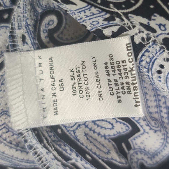 Trina Turk Paisley Blue White Silk Dress - Picture 7 of 7
